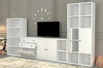 Стенка Билли Айден 2 Белый FS дизайн IKEA ракурс 3