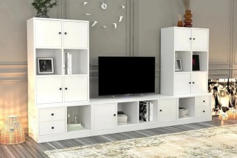 Стенка Билли Айден Белый FS дизайн IKEA ракурс 2