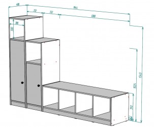 Стенка Билли Айден 11 Белый FS дизайн IKEA ракурс 4