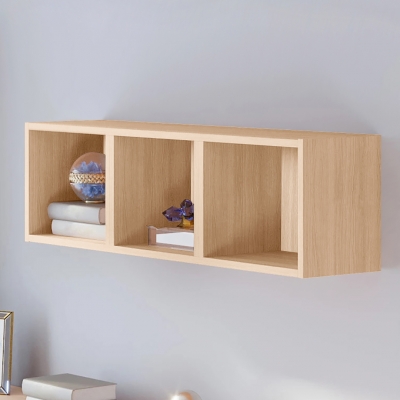 Полка навесная Билли FS дуб молочный дизайн IKEA в интерьере