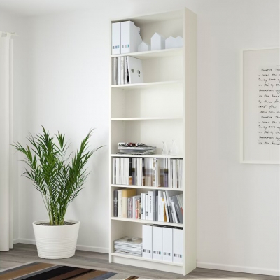 Стеллаж Билли 04 FS белый дизайн IKEA в интерьере