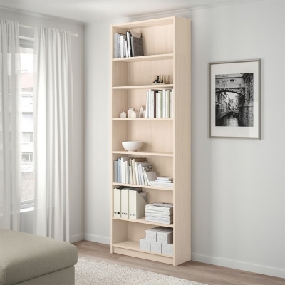 Стеллаж Билли 04 FS дуб молочный дизайн IKEA в интерьере