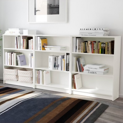 Стеллаж Билли 07 FS белый дизайн IKEA в интерьере