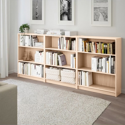 Стеллаж Билли 07 FS дуб молочный дизайн IKEA в интерьере