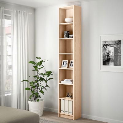 Стеллаж Билли 09 FS дуб молочный дизайн IKEA в интерьере