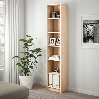 Стеллаж Билли 10 FS дуб молочный дизайн IKEA в интерьере