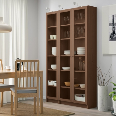 Шкаф Билли 11 FS орех экко дизайн IKEA в интерьере