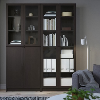 Шкаф Билли 13 FS венге дизайн IKEA в интерьере