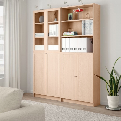 Шкаф Билли 14 FS дуб молочный дизайн IKEA в интерьере