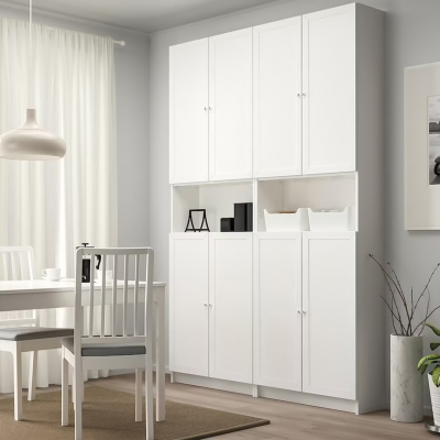 Шкаф Билли 16 FS белый дизайн IKEA в интерьере