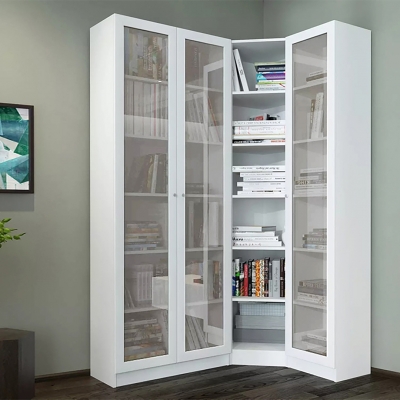 Шкаф угловой Билли 19 FS белый дизайн IKEA в интерьере