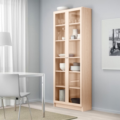 Шкаф Билли 20 FS дуб молочный дизайн IKEA в интерьере