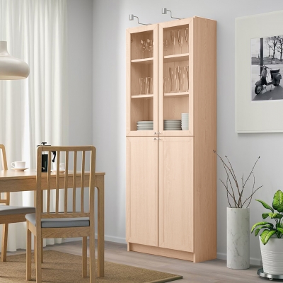 Шкаф Билли 21 FS дуб молочный дизайн IKEA в интерьере