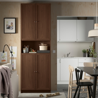 Шкаф Билли 22 FS орех экко дизайн IKEA в интерьере