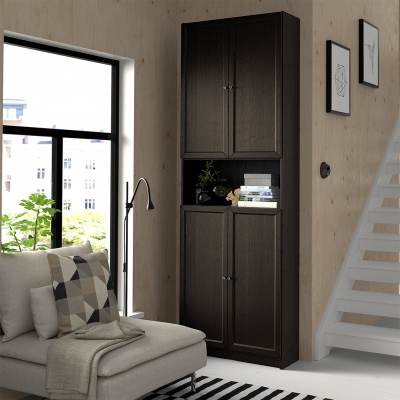 Шкаф Билли 22 FS венге дизайн IKEA в интерьере