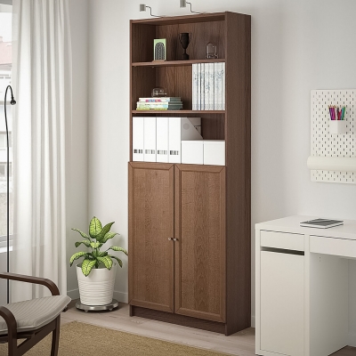 Шкаф Билли 23 FS орех экко дизайн IKEA в интерьере