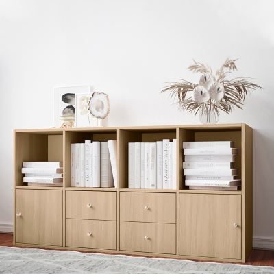 Стеллаж-комод Билли 24 FS дуб сонома дизайн IKEA в интерьере