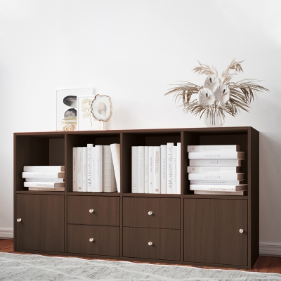 Стеллаж-комод Билли 24 FS орех экко дизайн IKEA в интерьере