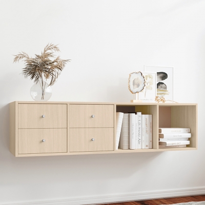 Тумба навесная Билли 4ящ. FS дуб молочный Икеа (IKEA) в интерьере