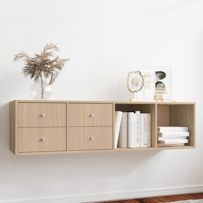 Тумба навесная Билли 4ящ. FS дуб сонома Икеа (IKEA) в интерьере