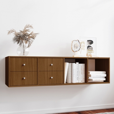 Тумба навесная Билли 4ящ. FS орех экко Икеа (IKEA) в интерьере