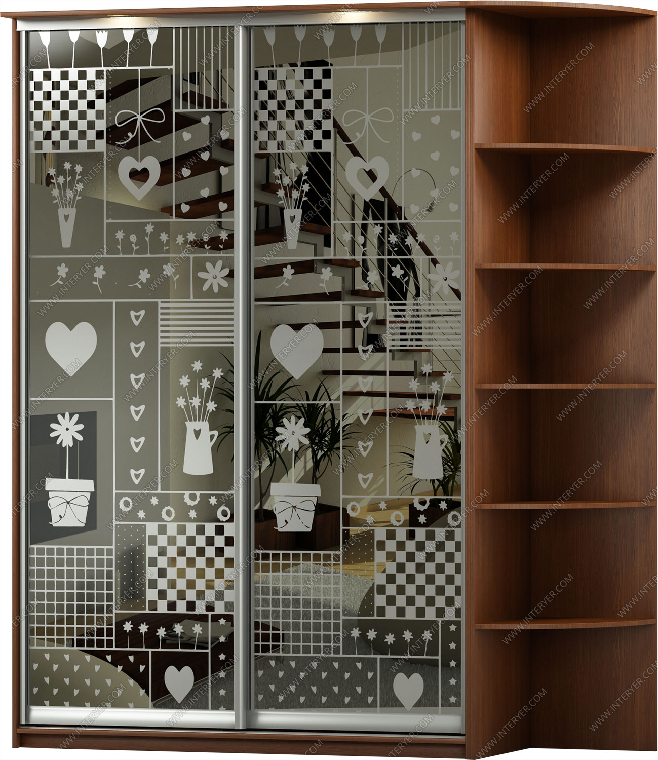 Версаль 2-х дверный с пескоструйным рисунком