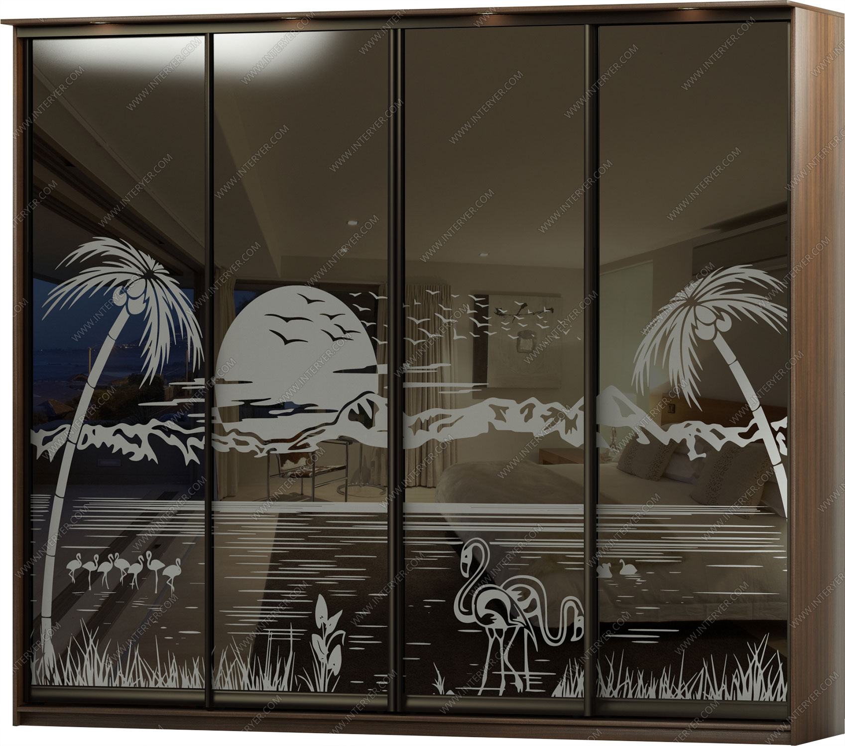 Версаль 4-х дверный с пескоструйным рисунком