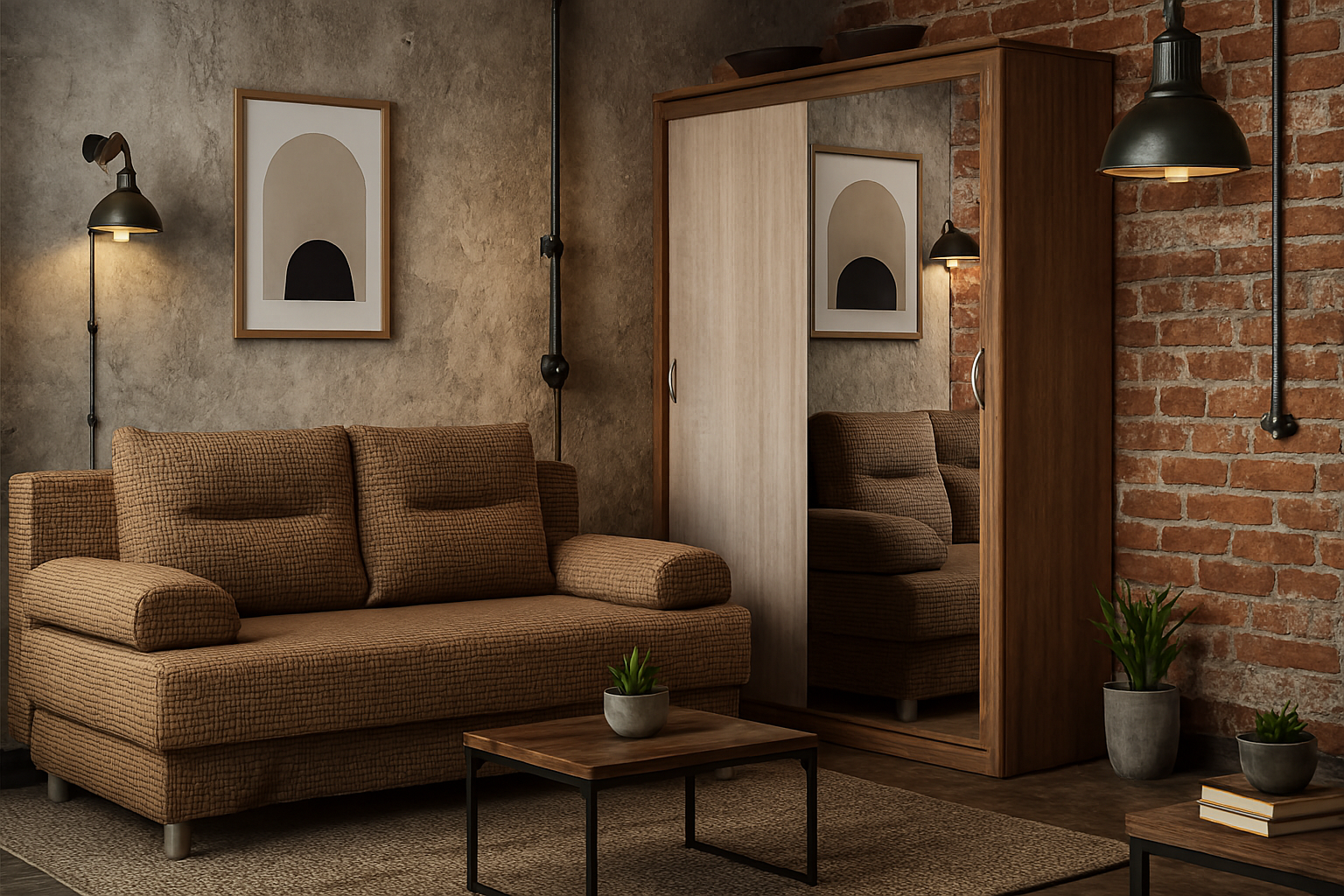 Гостиная в стиле Лофт